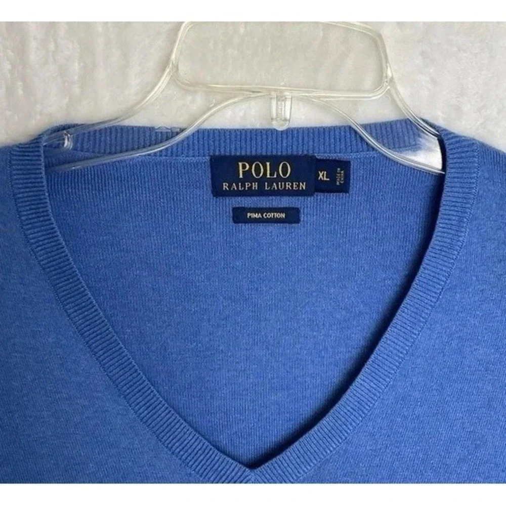 Polo Ralph Lauren 100% Pima Cotton V-Neck Summer Sweater Pullover XL Preppy